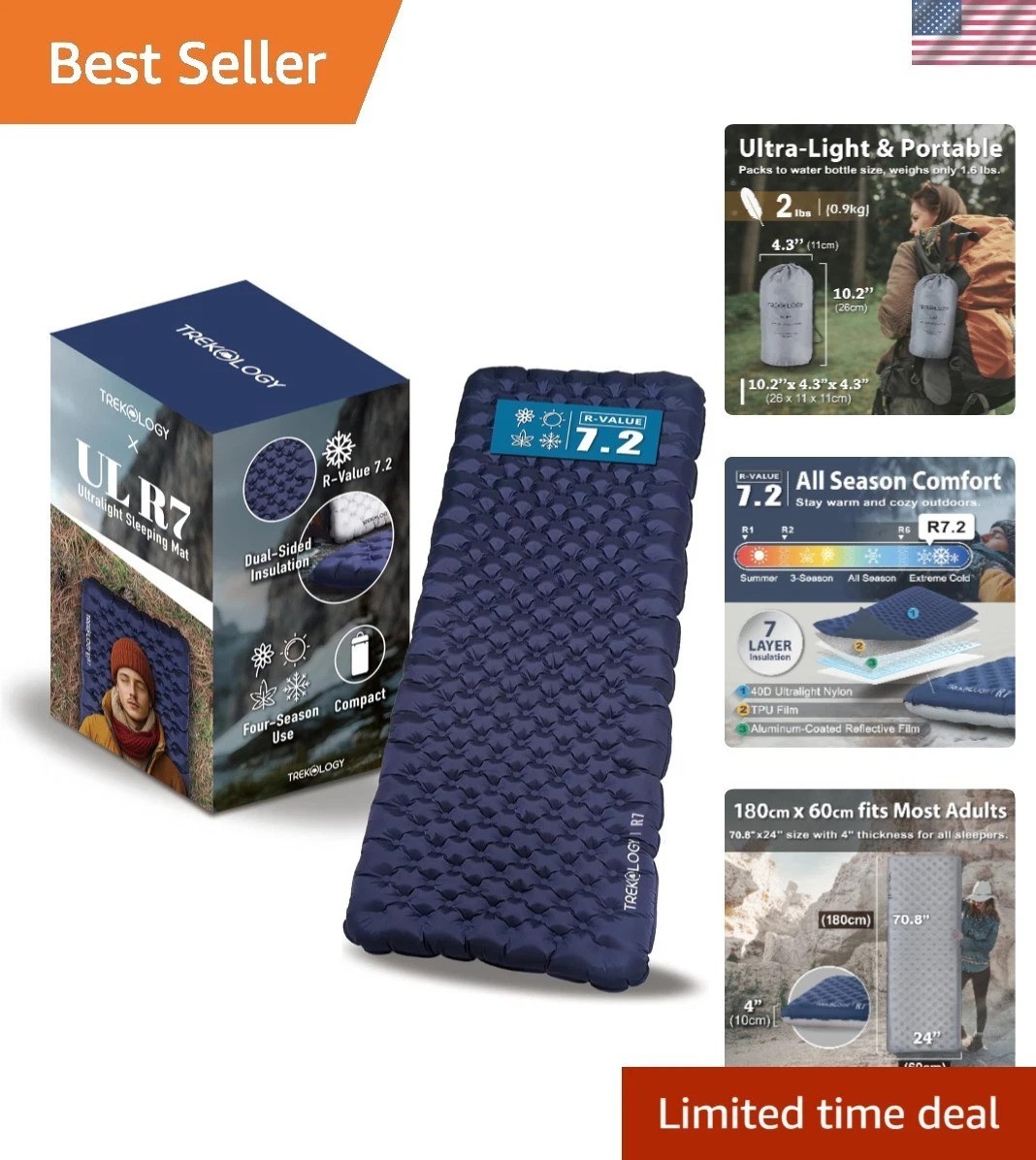 Durable Insulated Camping Pad - Supports 330 lbs, Ideal for Winter Adventures