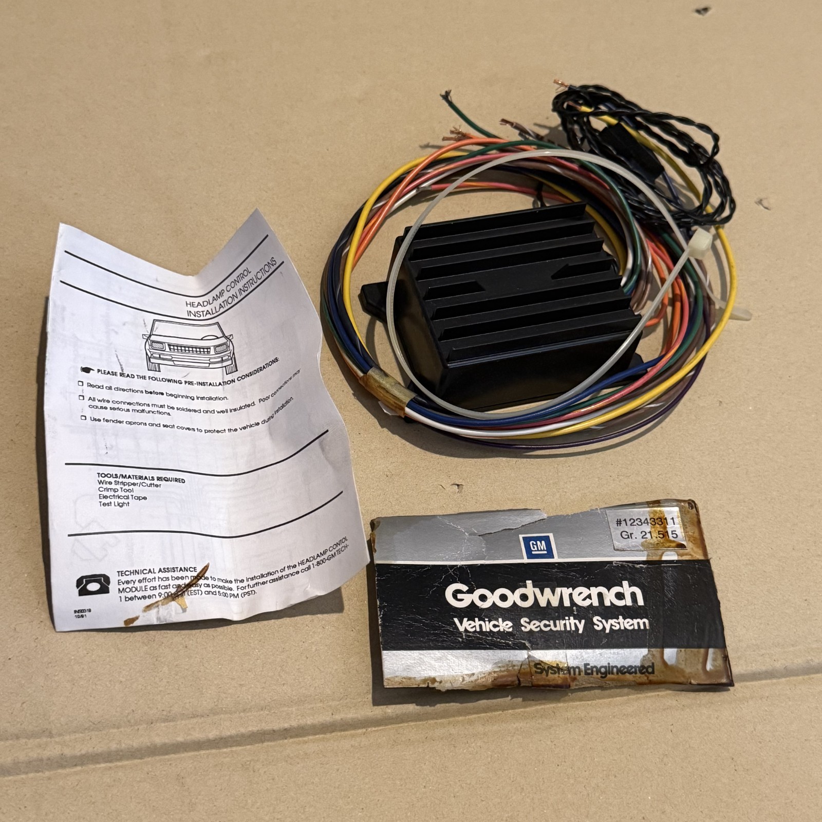 NOS OEM GM Goodwrench Vehicle Security System 12343311