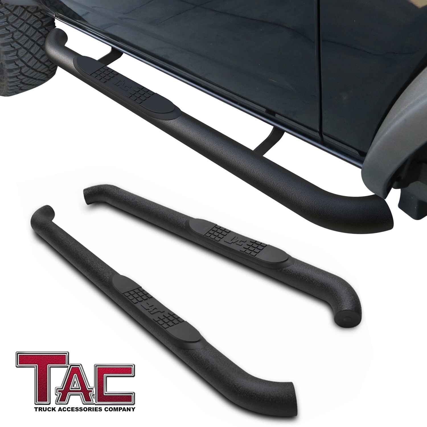 For 2021-2026 Ford Bronco 2 Door 3" Texture Side Steps Running Boards Nerf Bars