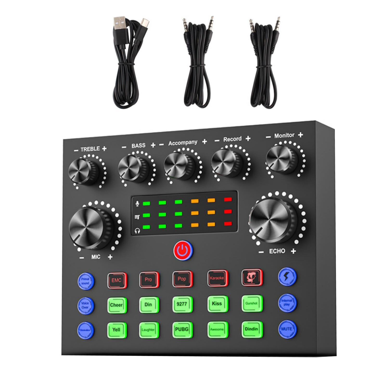 Multi-function V8S Sound Card W/Rich Sound Effect Live Broadcast Audio Equipment
