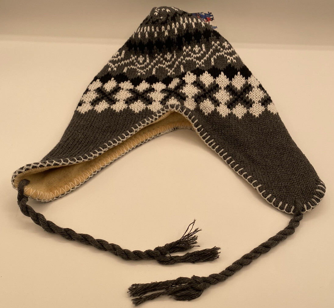 Thermaxxx Fleece Lined Gray Black & White Knit Beanie Hat
