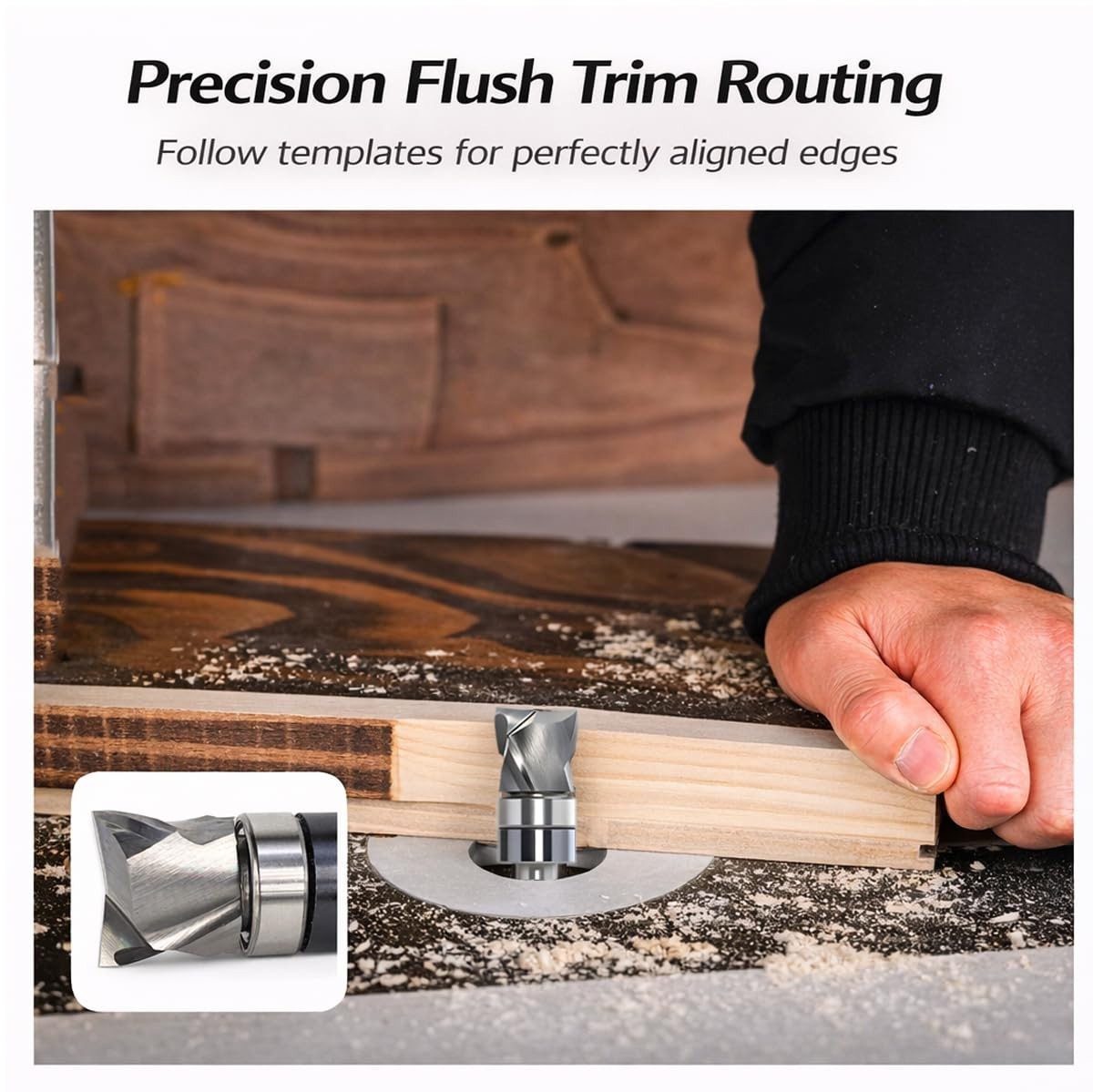 Solid Carbide Compression Flush Trim Router Bit 1/4 Shank, 2+2 Flute, 1/2" Di...