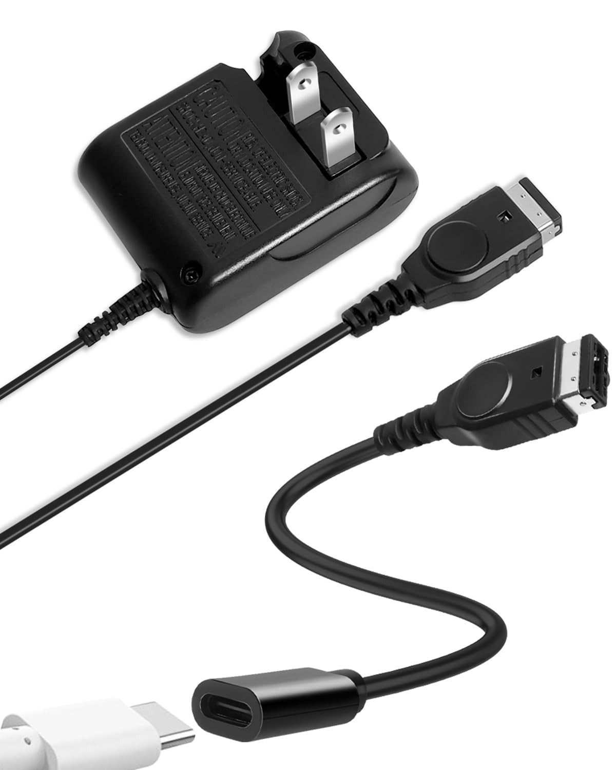 GAMEBOY ADVANCE SP Charger & USB C Adapter Kit, 2-in-1 Charging Set for BLACK