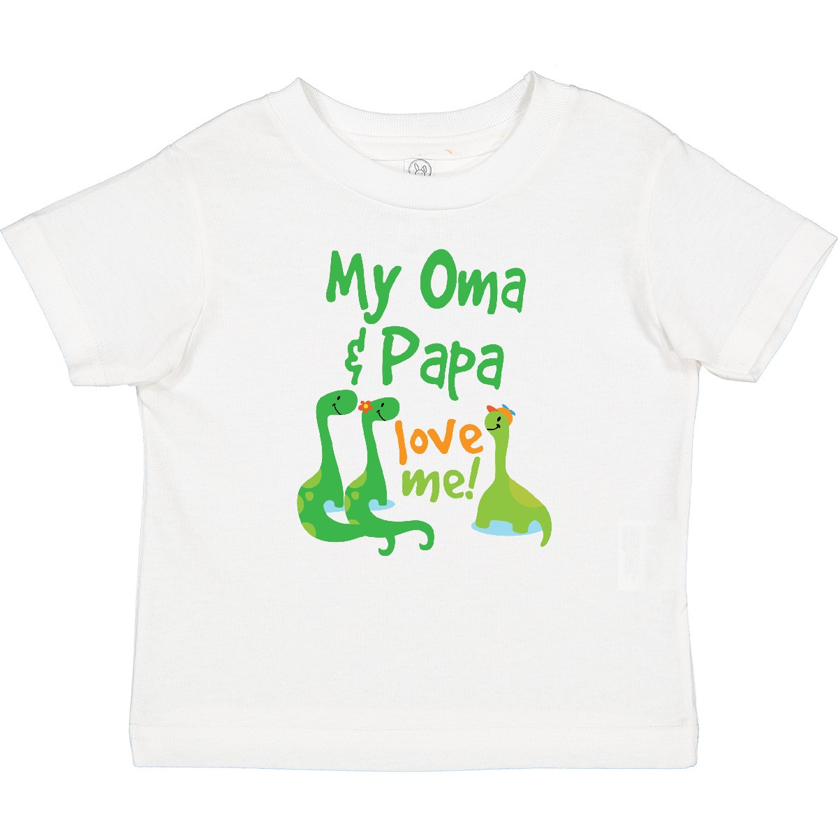 Inktastic Oma And Papa Love Me Dinosaur Baby T-Shirt Grandkids Grandchild Infant