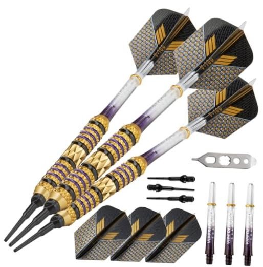Viper Wizard Soft Tip Darts, Brass Alloy Barrels with 18-Grams Purple/Black