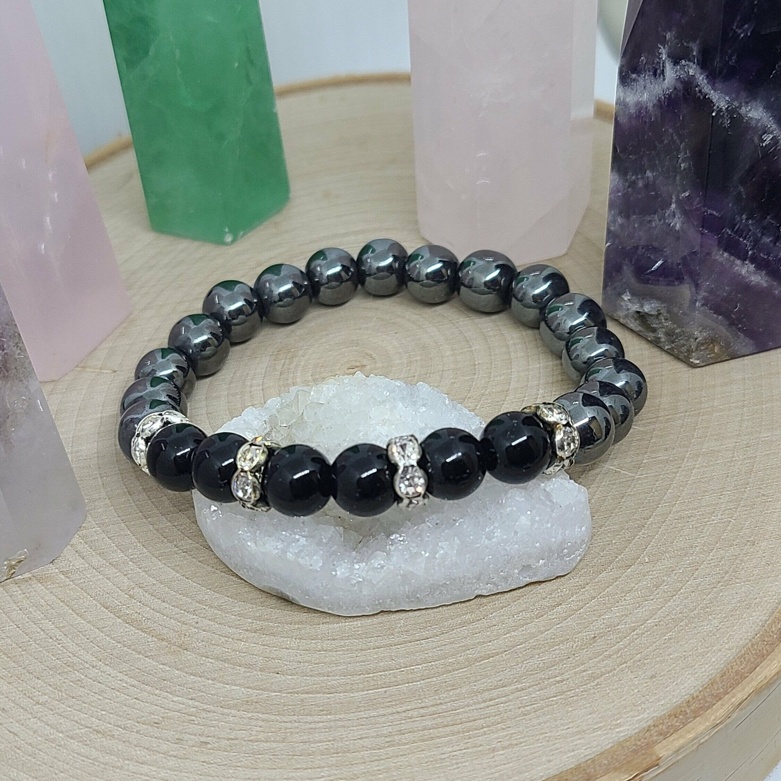 Jasper Hematite Bracelet, Jasper Crystal Bracelet, Jasper Gemstone Bracelet, Hem