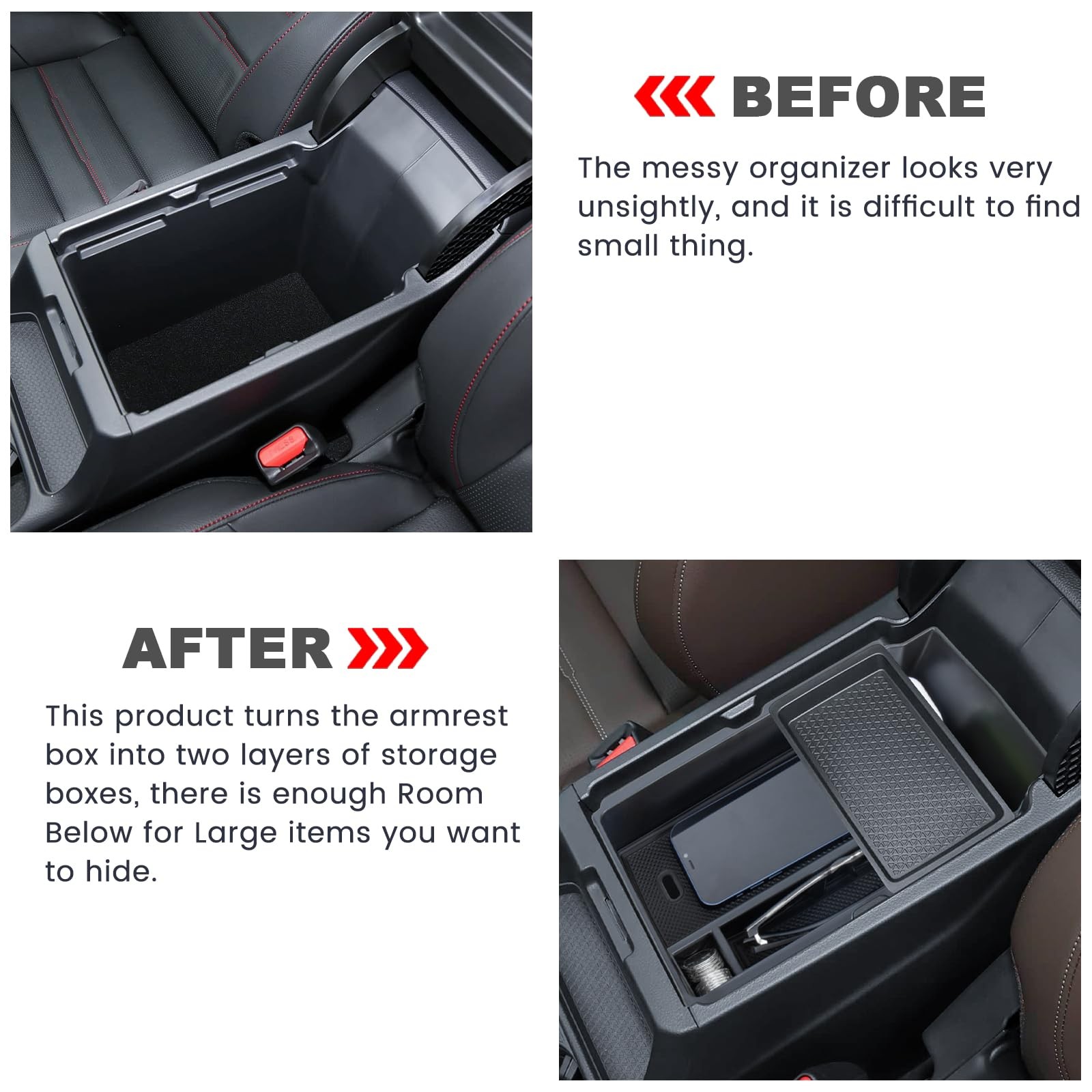 Neepiar Center Console Organizer 1 Pcs Organizer, Black