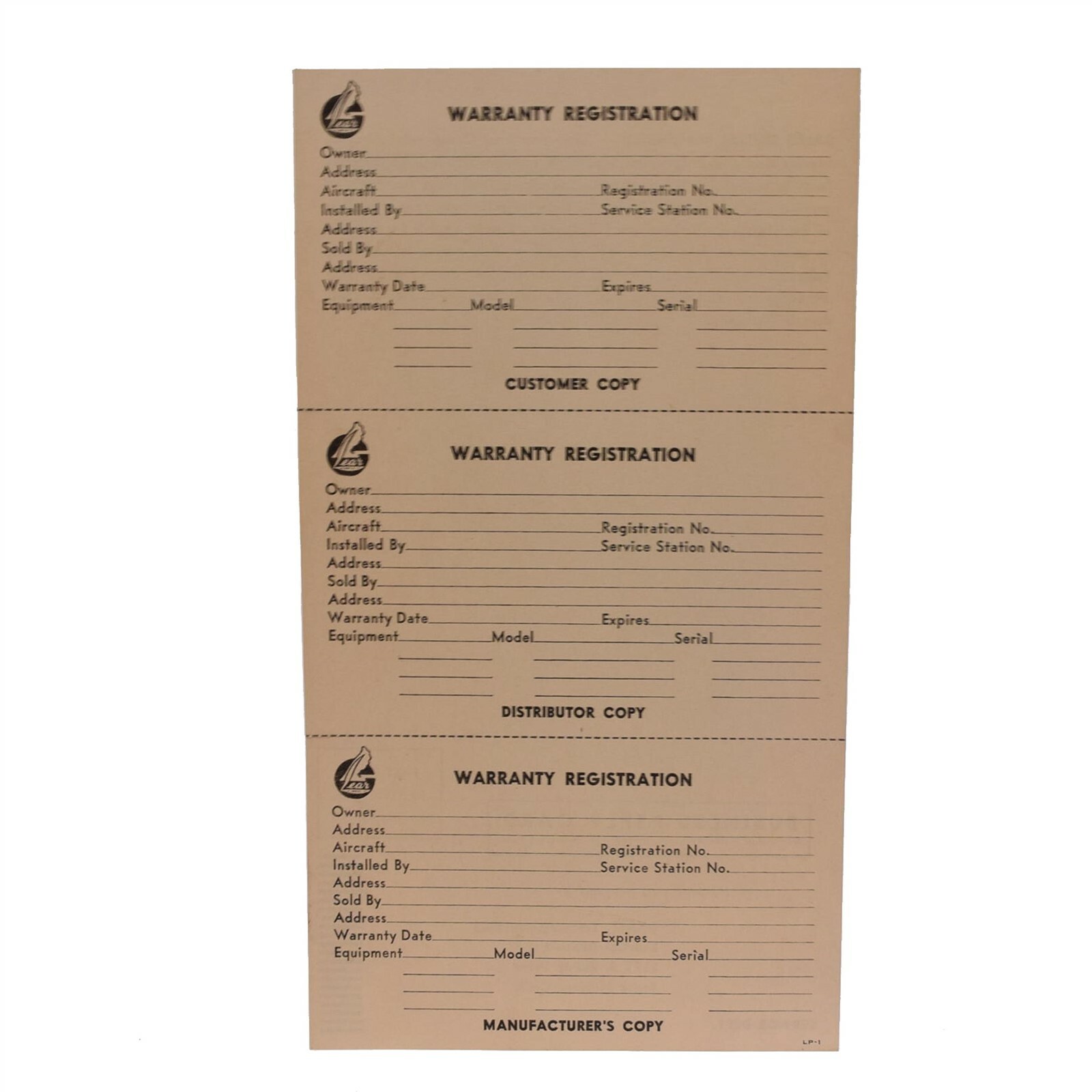 Vintage LEAR Aircraft Marine Radio Autopilot Warranty Card