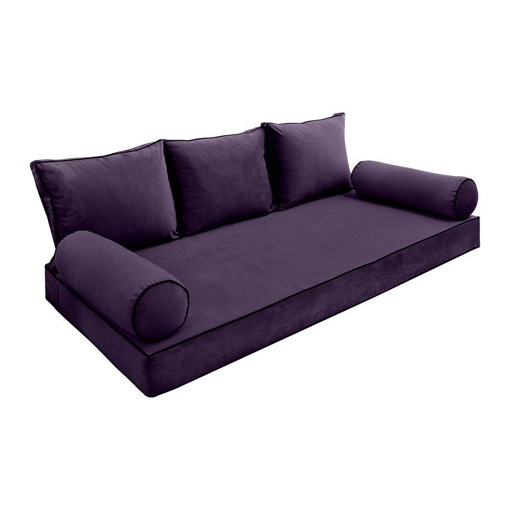 COVER ONLY Model V3 Twin-XL Velvet Contrast Indoor Daybed Mattress Cushion AD339