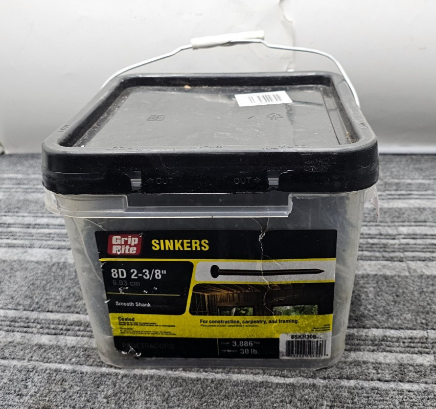Grip Rite 8SKR30BK: 8D Coated 2-3/8" Sinker Nail 11-1/2 Gauge Smooth Shank 30lb