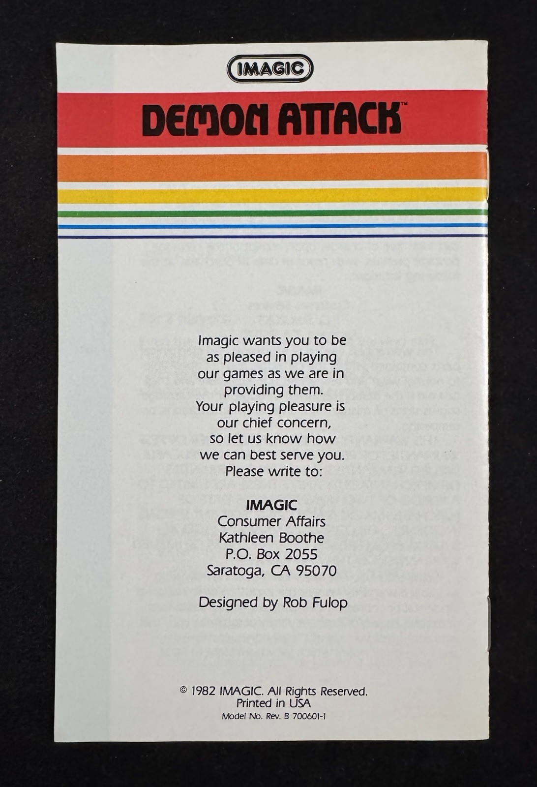 Vintage 1982 iMagic Demon Attack Atari Game Program Instructions - Made in USA