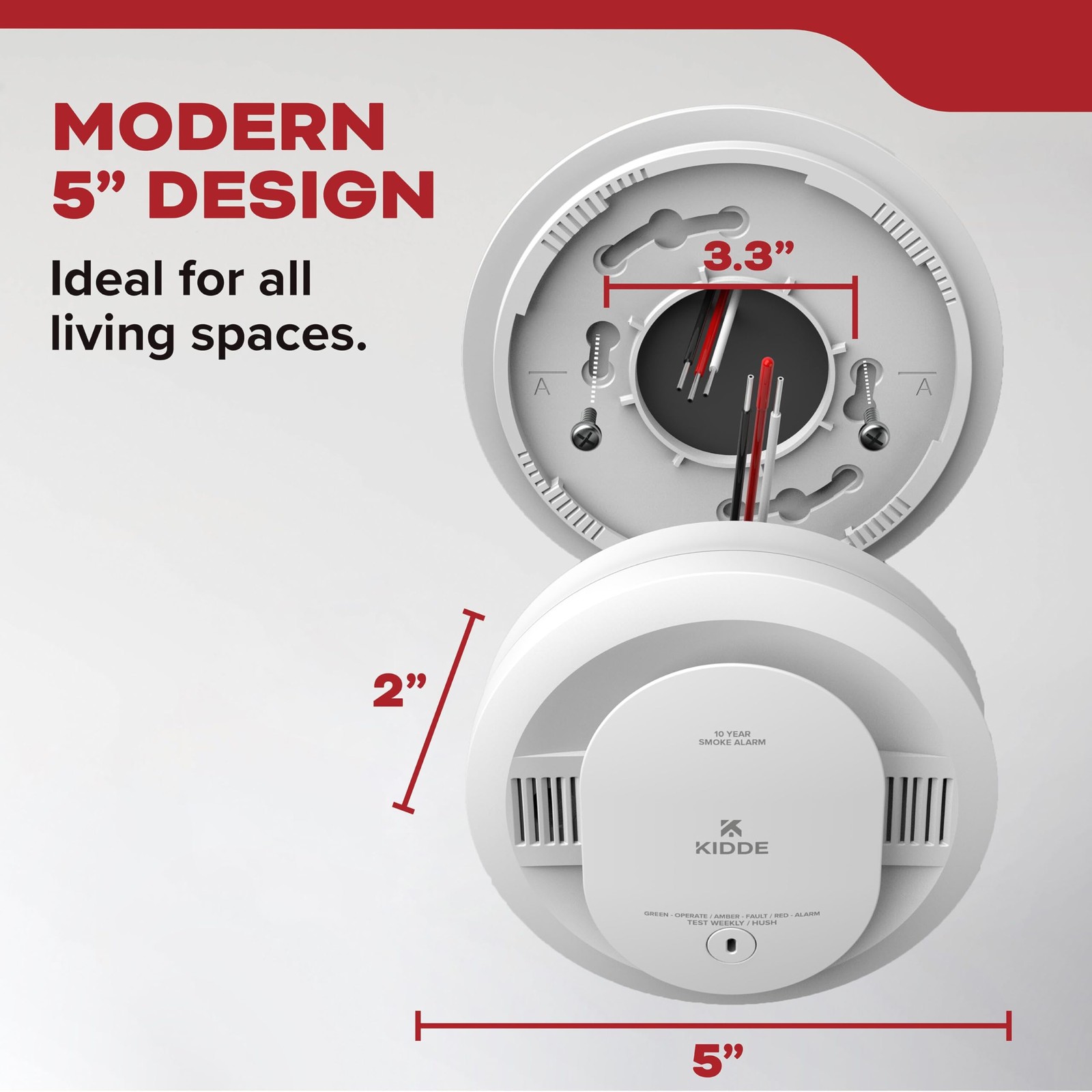 Kidde Smoke Detector, Hardwired with AA Battery Backup, 1 Pack, White