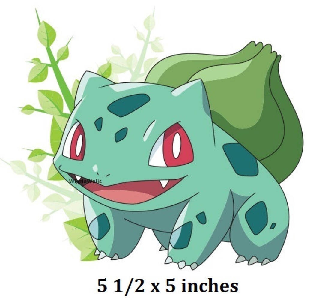 Bulbasaur Wall Decal Iconic Pokemon Removable Sticker Art Peel and Stick Decor