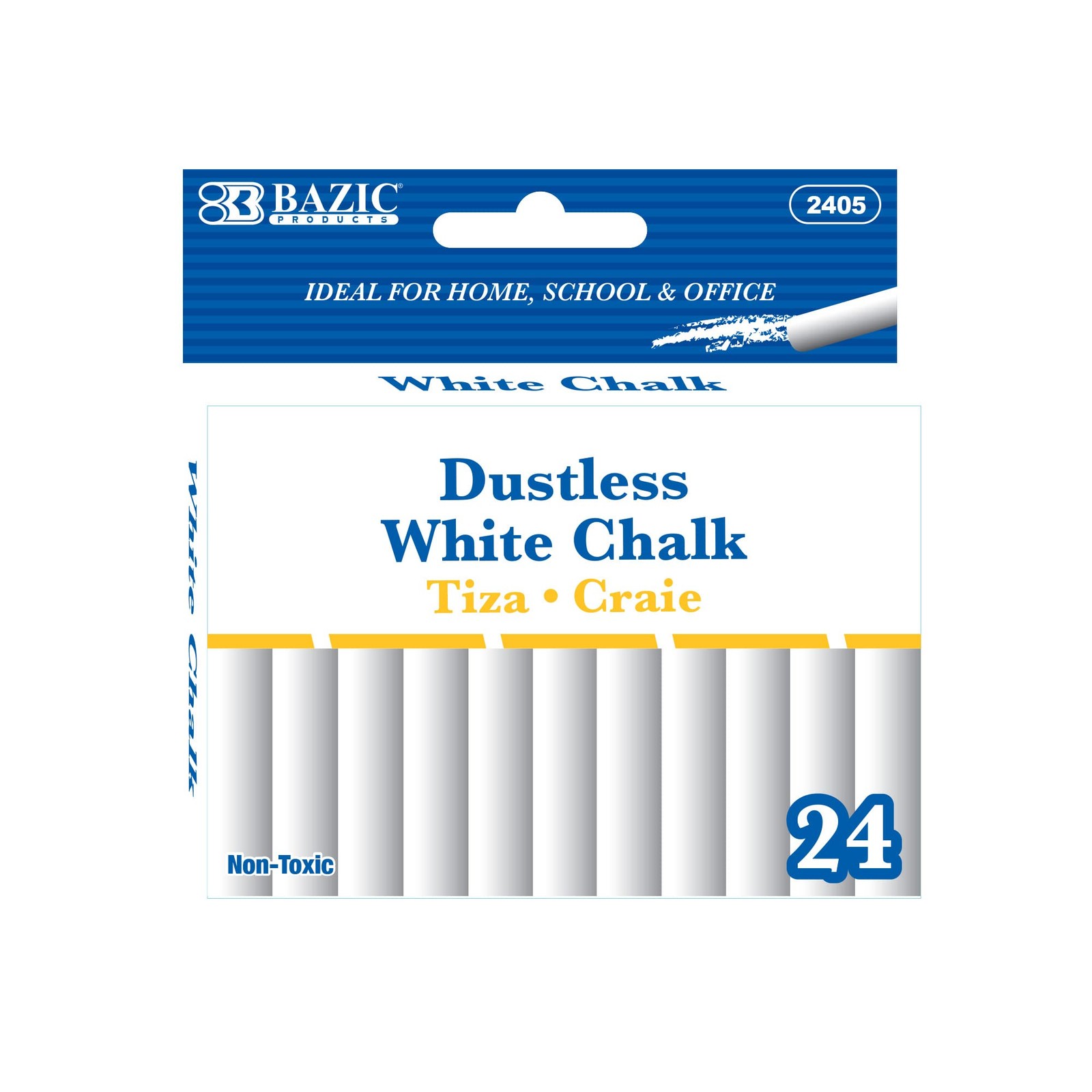 BAZIC White Chalk, Standard Size Blackboard Chalkboard Chalks, 24 Count/ 1 Pack