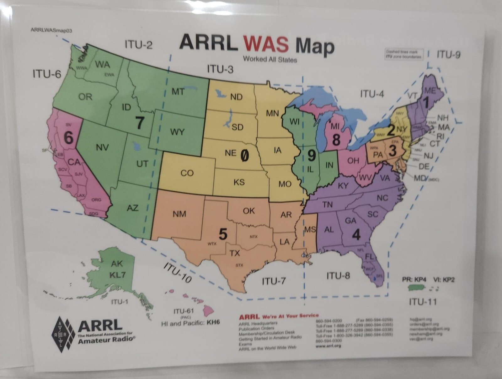 ARRL Laminated US Amateur Radio Frequency Chart for Ham Radio
