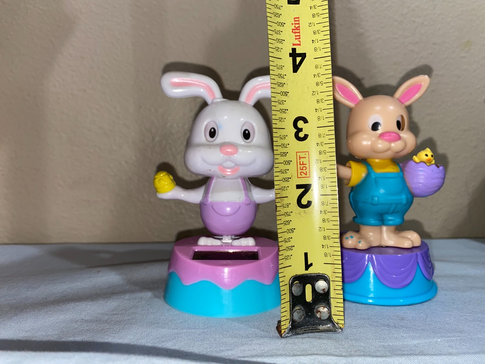 Lot Pair Solar Powered Dancing Easter Bunny Chick in Egg Holding eggs (ToteBBB)