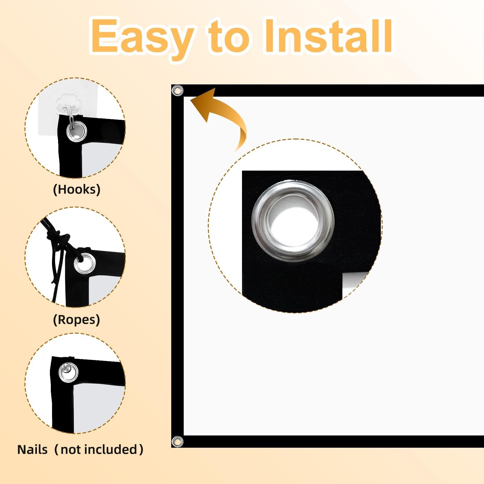 Projector Screen, 72Inch Outdoor Projector Screen, Washable & Foldable - Idea...
