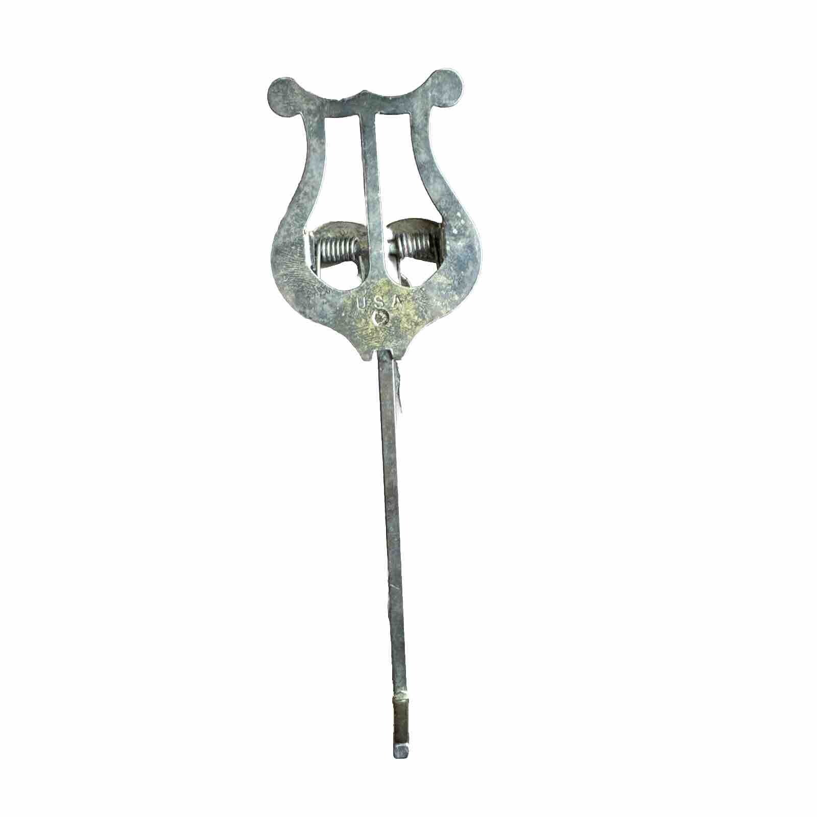Brass Music Stand Holder Harp Lyre Instrument Sheet Music March Band Vintage