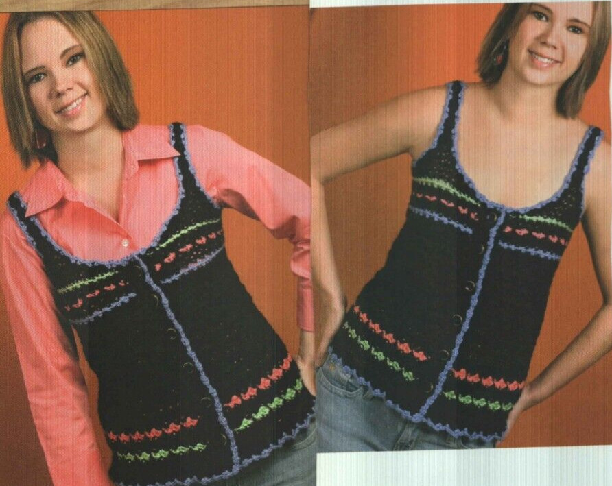 SASSY STRIPES TANK TOP 3 SIZES WOMEN'S CROCHET PATTERN INSTRUCTIONS
