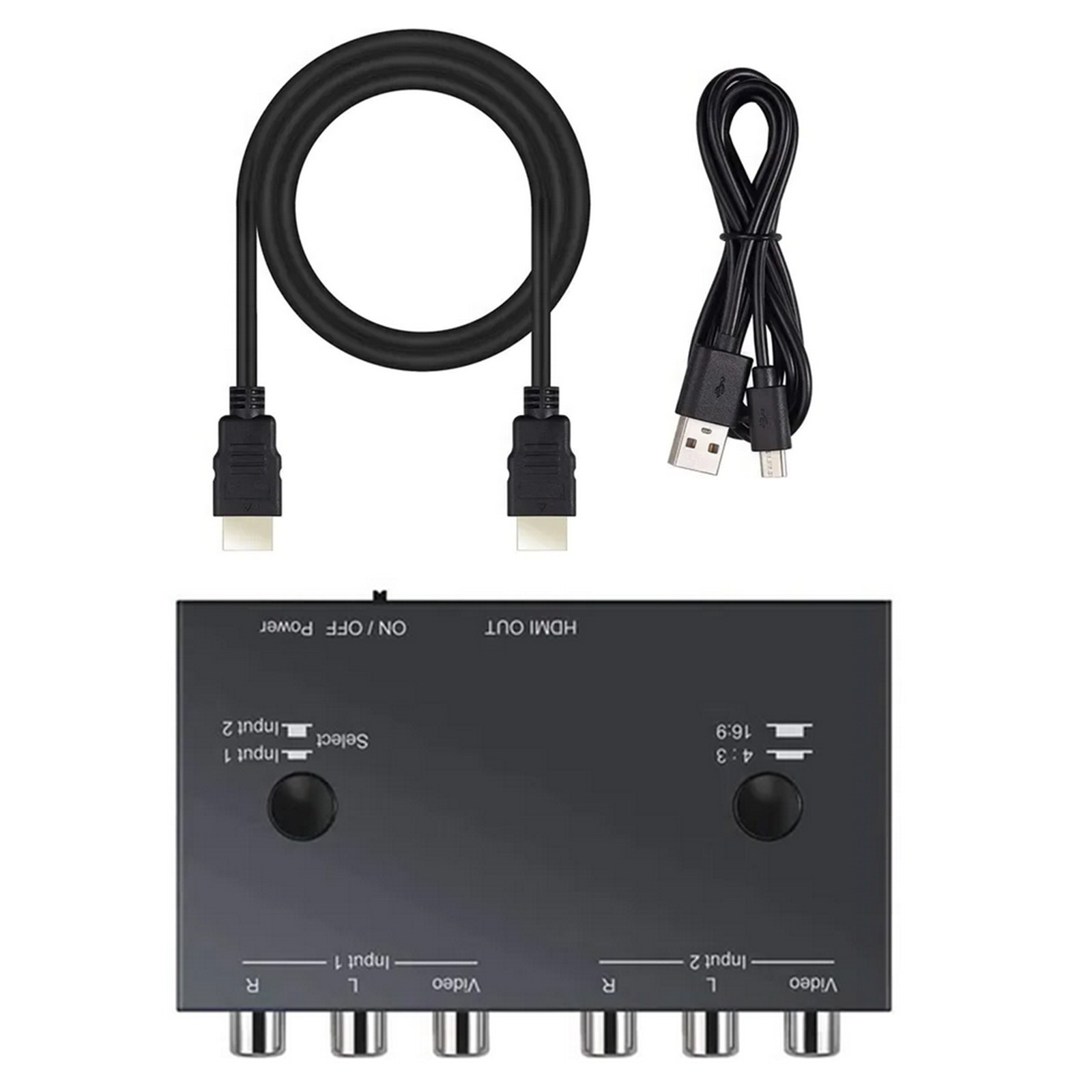 2Port AV to HDMI Converter Dual Rca to HDMI Adapter Composite to HDMI 1080p 60Hz
