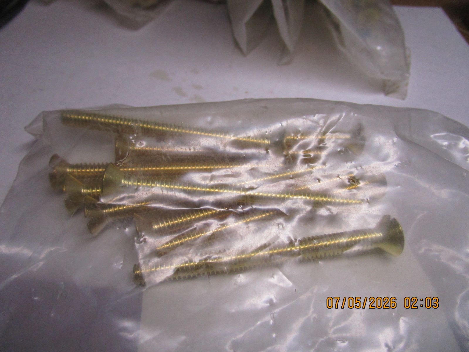 1/4"-20 x 3" Slotted Drive Flat Head Brass Machine Screw QTY 10