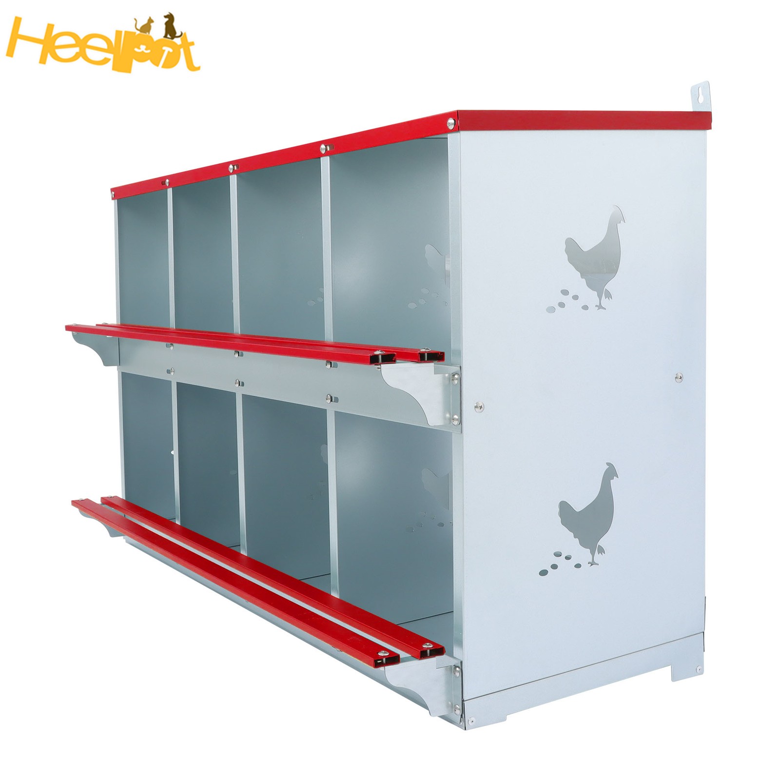 8 Compartments Chickens Egg Laying Box Red High Quality Materials Nesting Box