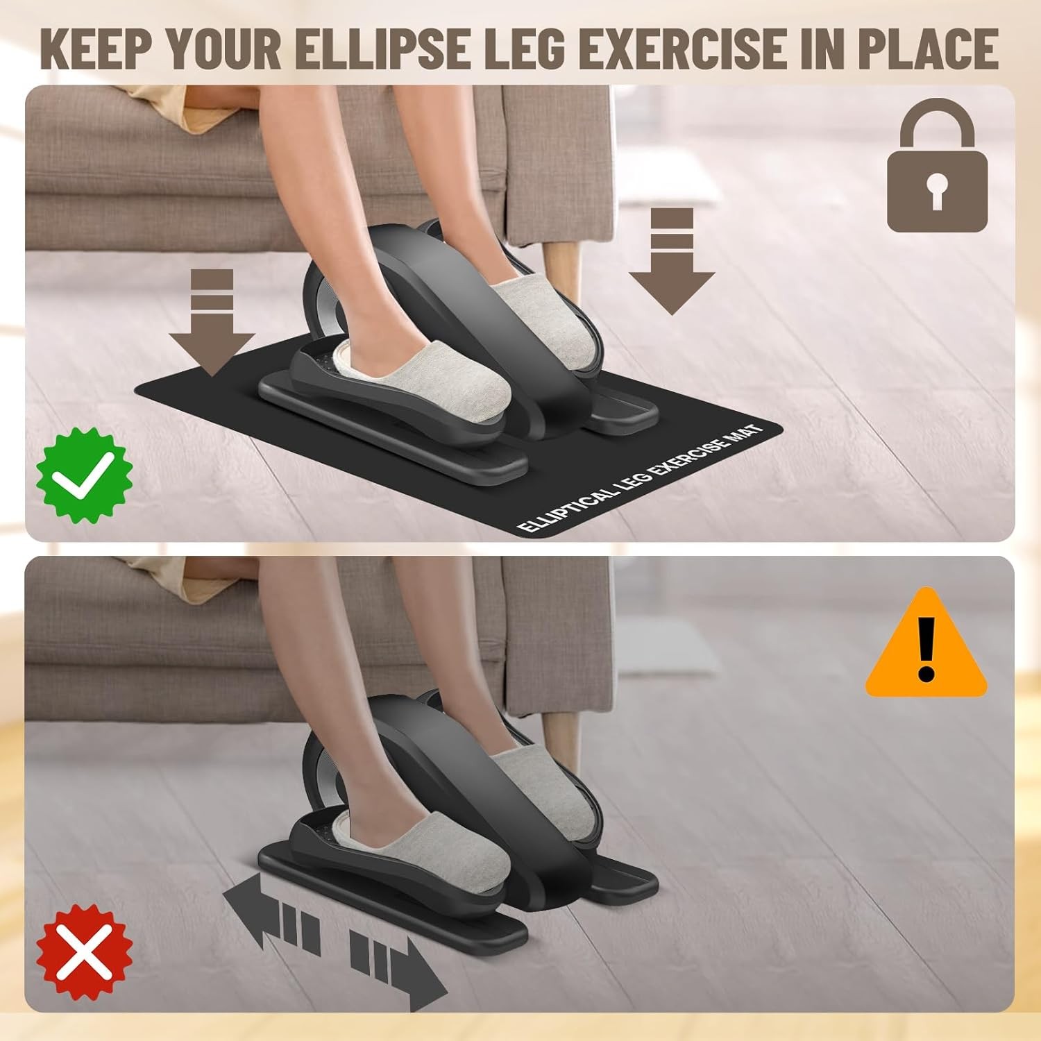 Under Desk Elliptical Mat - Non-Slip Exercise Equient for Bike,