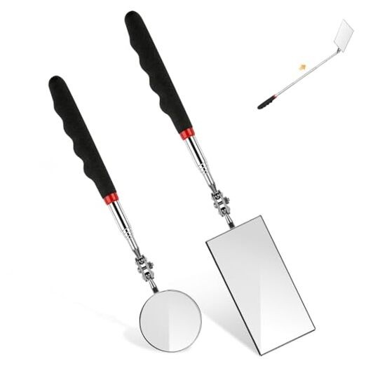 2 Pieces Telescoping Inspection Mirror, 360° Swivel Extendable Mechanic