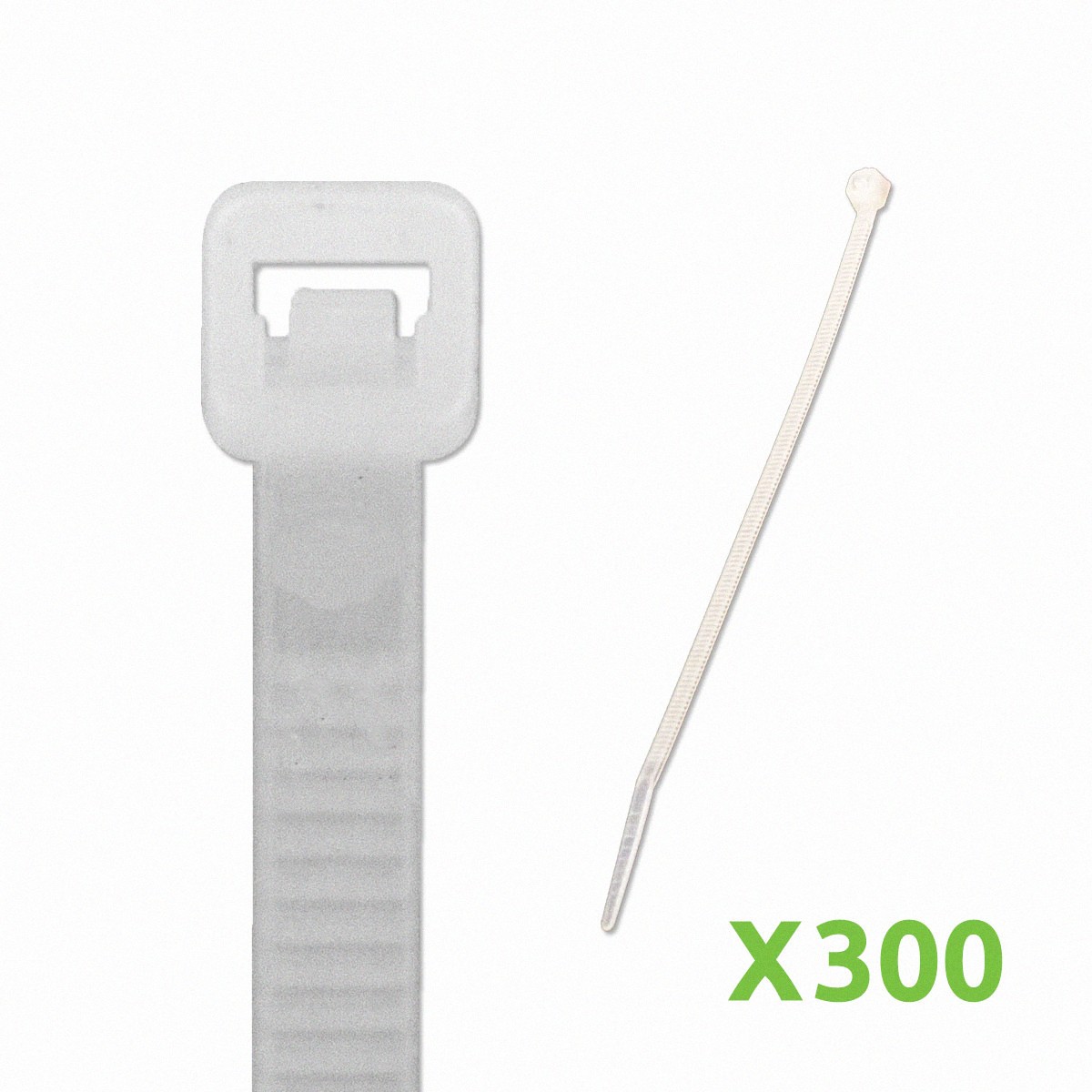 6 Inch Nylon Cable Wire Zip Tie 50 lbs - Natural White 300 Pack Lot Pcs Qty