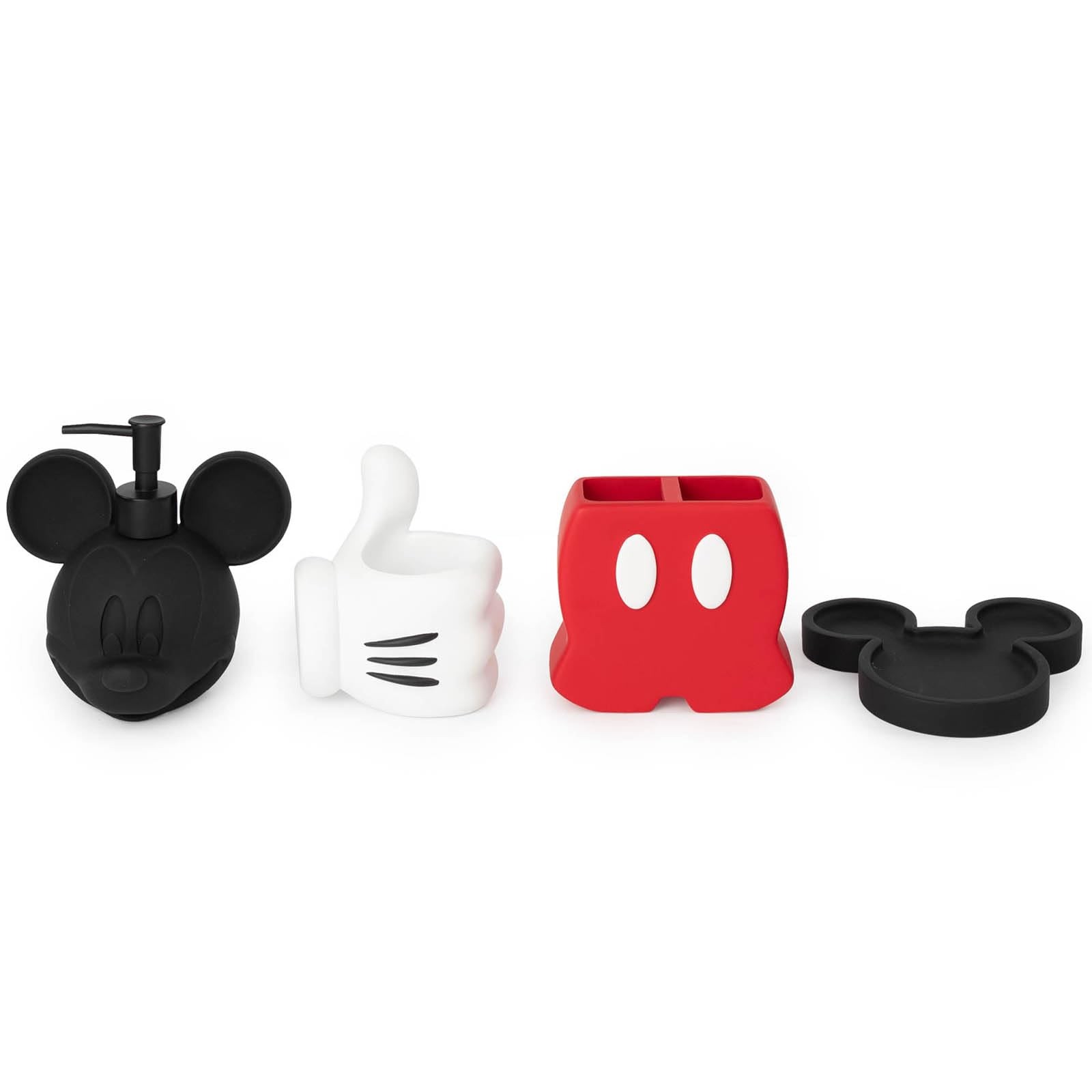 Disney Mickey Mouse Bathroom Organizer Set - 4 Piece Red, Black and White Acc...