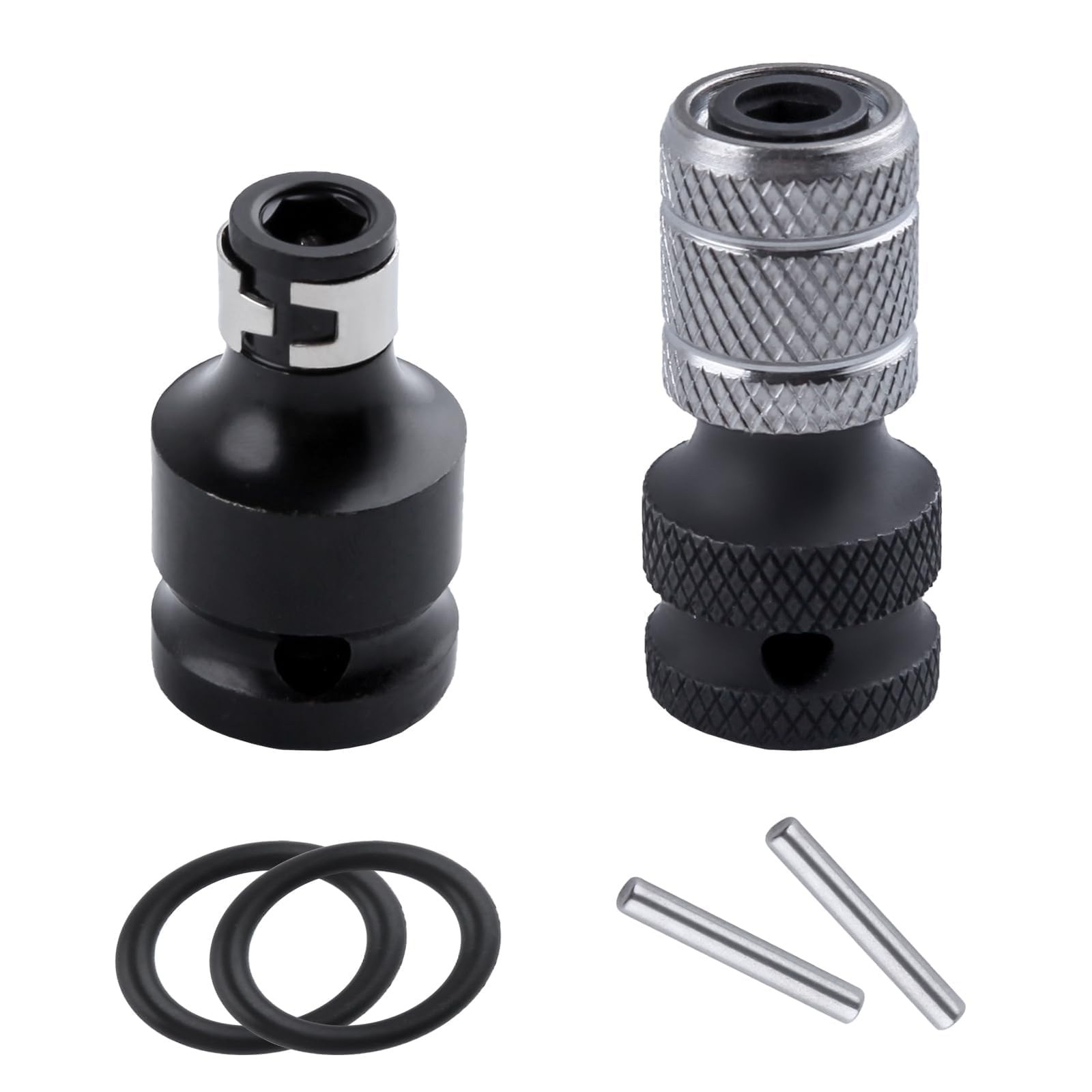 2PCS 1/2-Inch Square Drive to 1/4-Inch Hex Shank Converter Quick Release Impa...