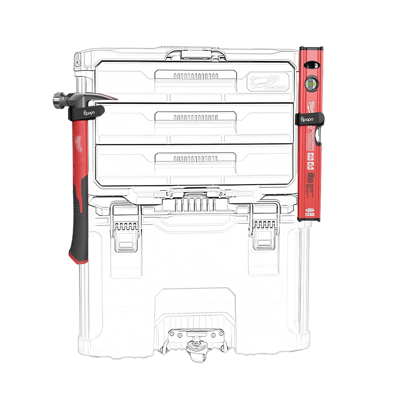 Tool Holder Compatible with Milwaukee Packout Rolling Toolbox, Rail-Mounted A...
