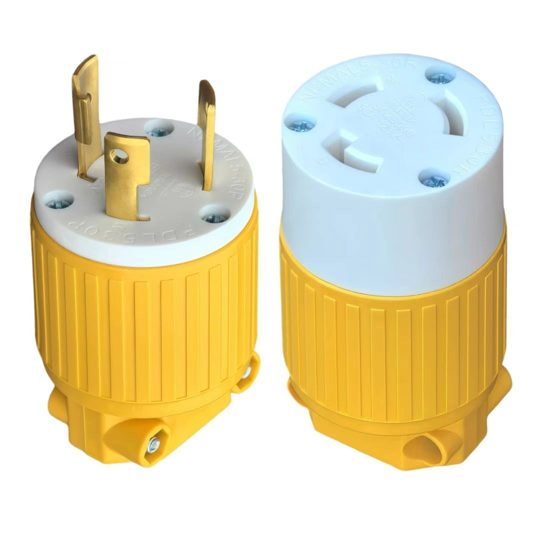(1Set)NEMA L5-30P & NEMA L5-30R Locking Plug and Connector 30Amp 125V ETL Listed