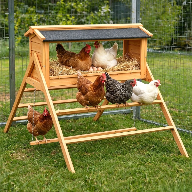 Chicken Nesting Box for Coop, Nesting Boxes with Chicken Swing for Hens Chickens