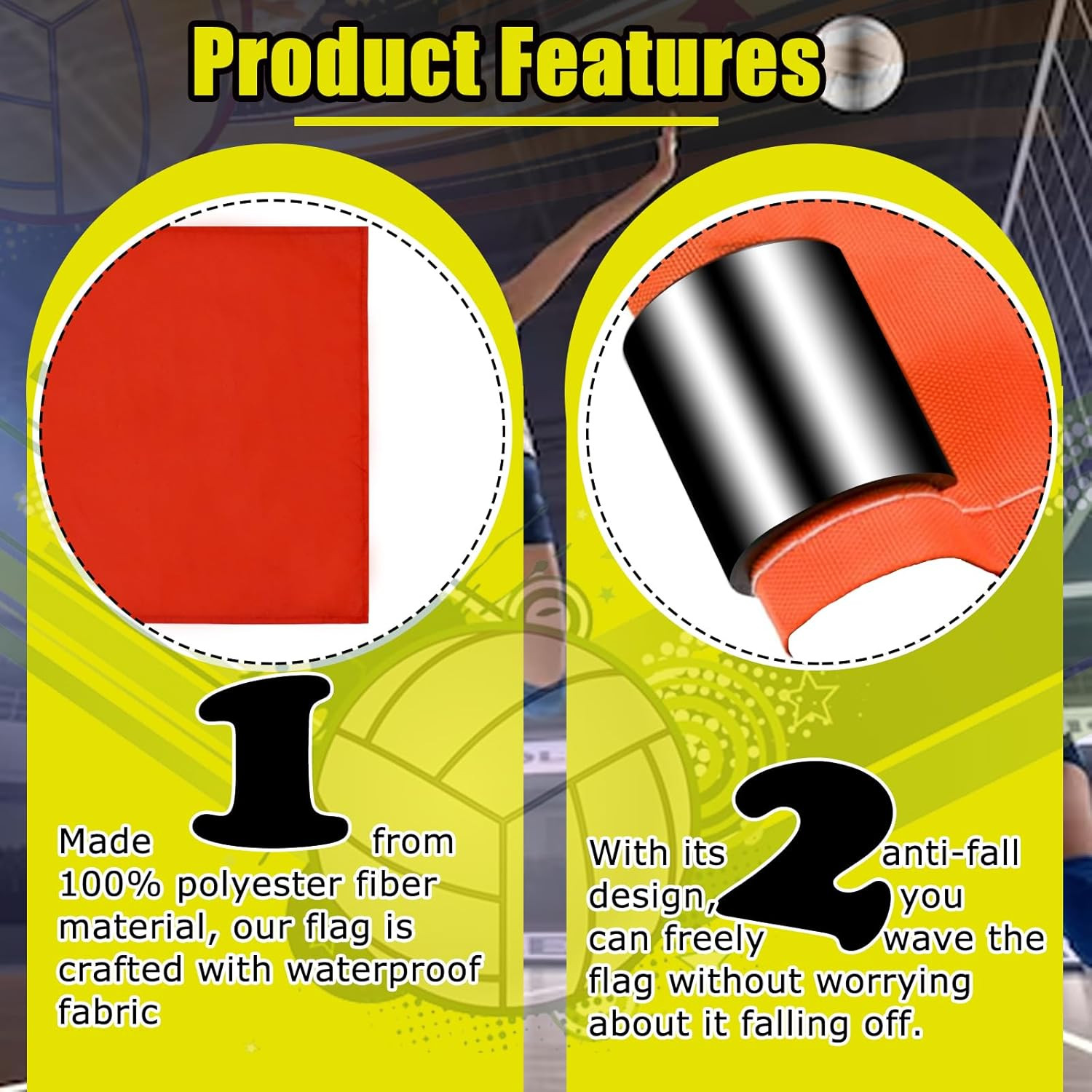 Volleyball Flags Line Judge, 2PCS Referee Flags Volleyball Lightweight Referee E