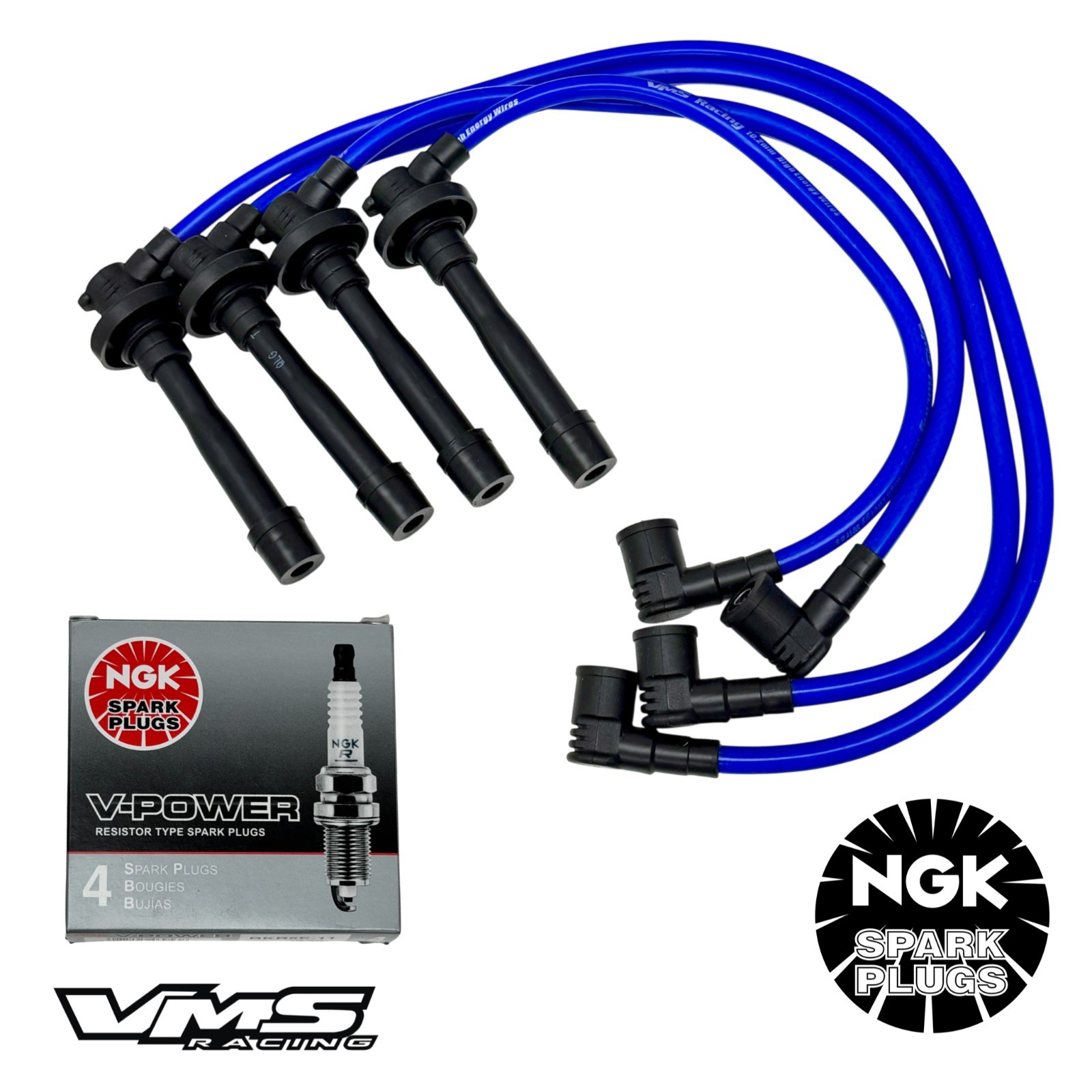 96-00 HONDA CIVIC SOHC EX DX LX 10.2MM SPARK PLUG WIRES NGK VPOWER PLUGS BLUE