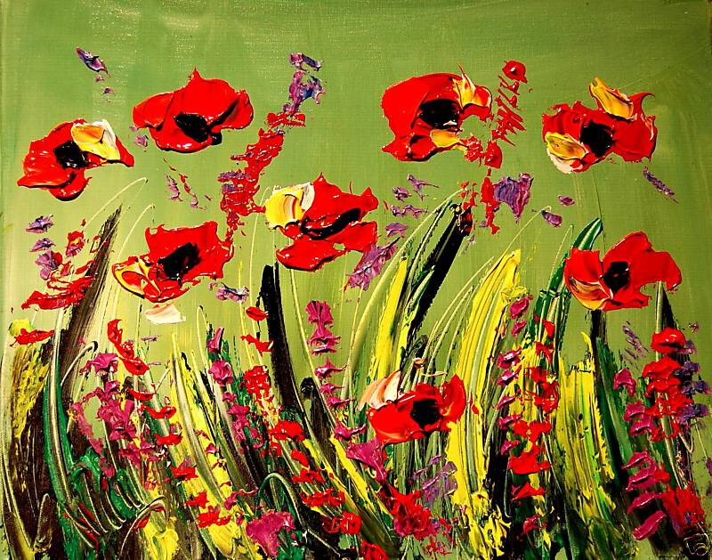 Flowers Original Oil Painting Canvas Wall Art Stretched