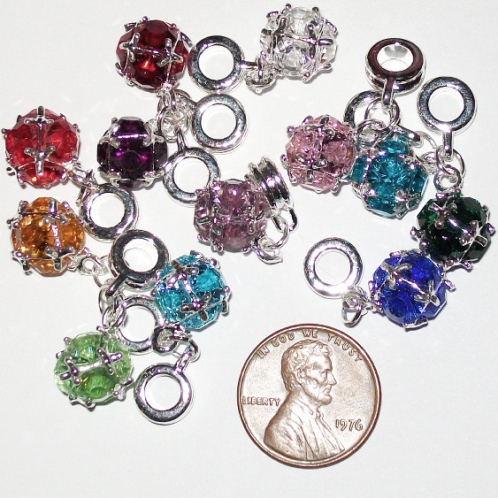 12 pcs birthstone jewelry dangles charm with 10mm stone dangle
