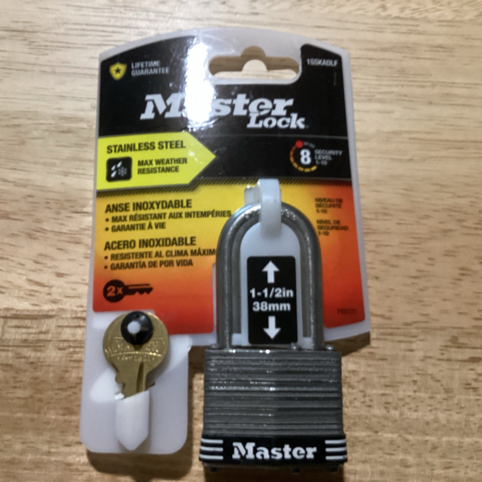 Master Lock Padlock, Laminated Stainless Steel Lock, 1-3/4 in. Wide, 1SSKADLF