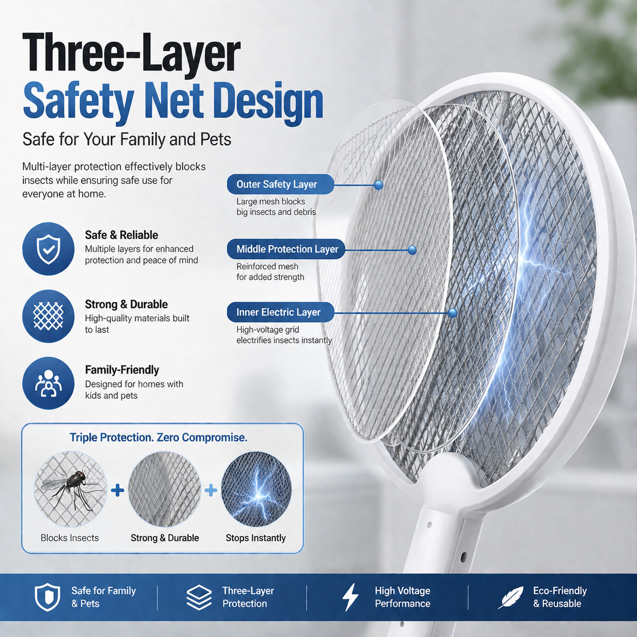 Folding Hangable 2-in-1 Electric Mosquito Swatter