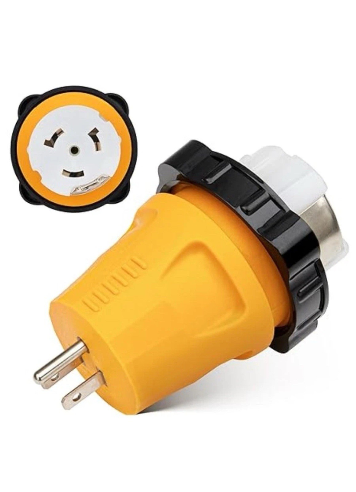 50 Amp to 15 Amp 110V RV Marine Adapter Plug, NEMA 5-15P to NEMA SS2-50R Twist L
