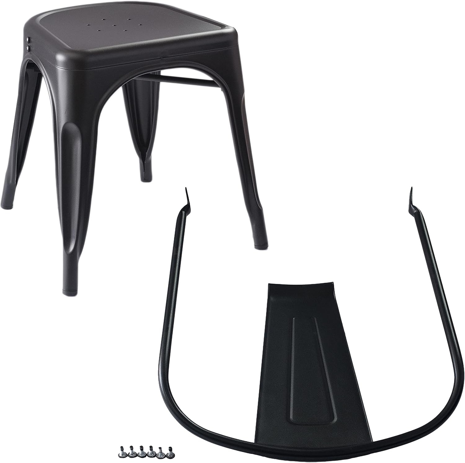 Metal Dining Chairs Easy to Assemble Indoor/Outdoor Stackable Matte Black 4-Pack