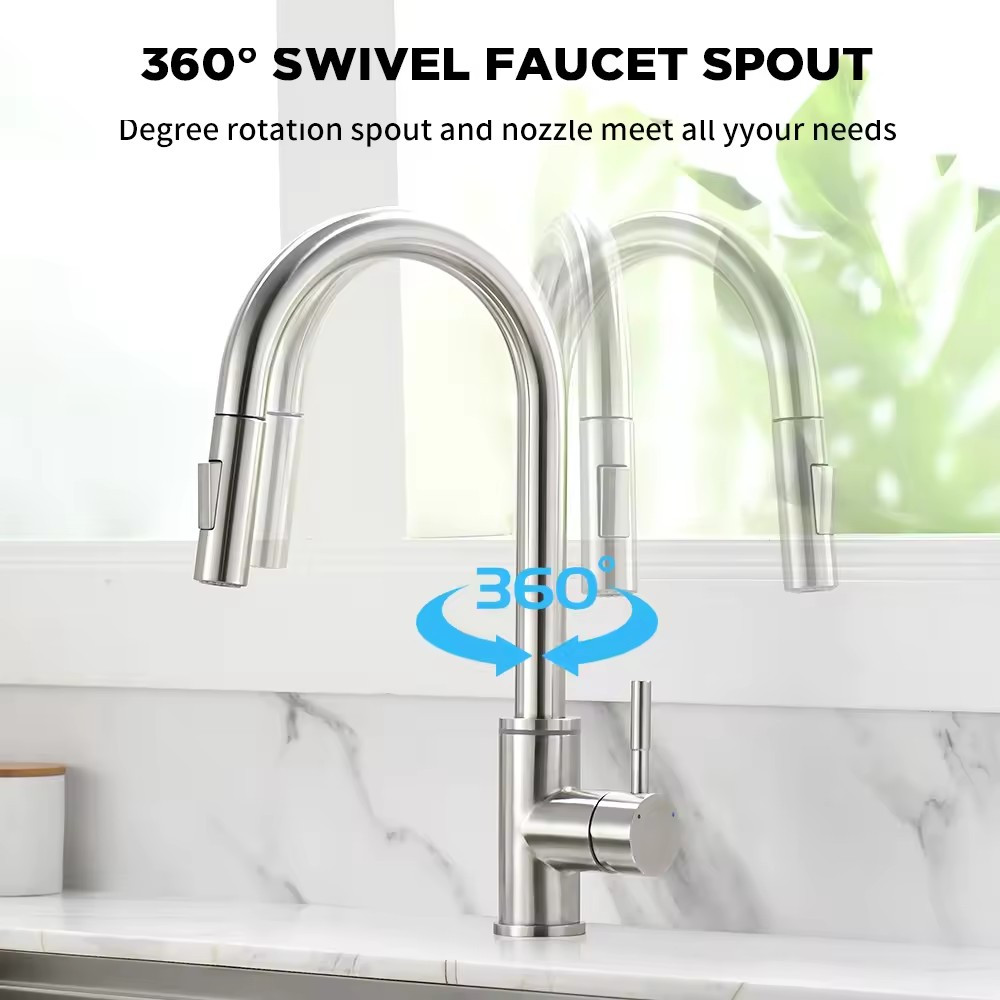 Touch Kitchen Faucet, 2 Modes Pull Down Sprayer, With Temperature LED Activated