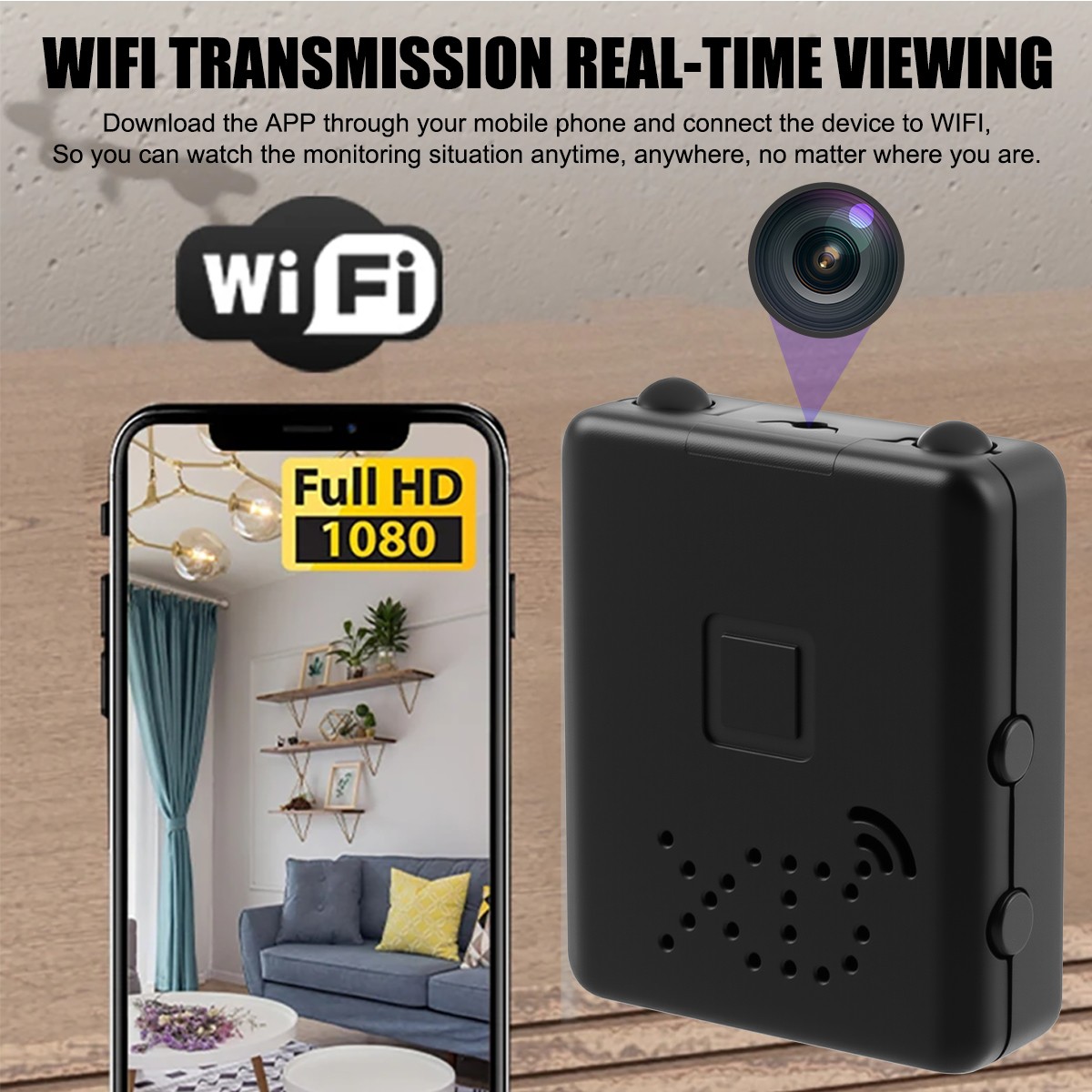 Small WiFi Security Camera 1080P No Battery Plug & Play Indoor Office
