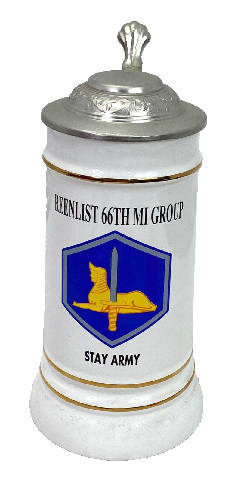 US Army 66th Military Intelligence Brigade Reenlistment Beer Stein