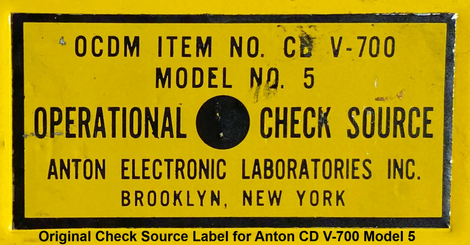 Check Source Label, Anton CD V-700 Model 5 Geiger Counter, CDV-700 CDV 700