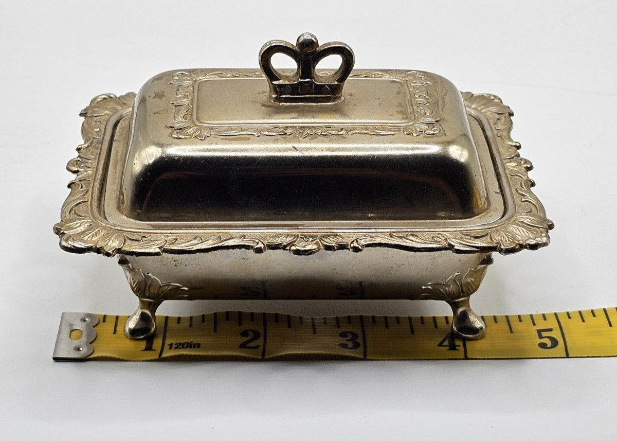 VTG Silver Plate Butter Vanity Trinket Dish