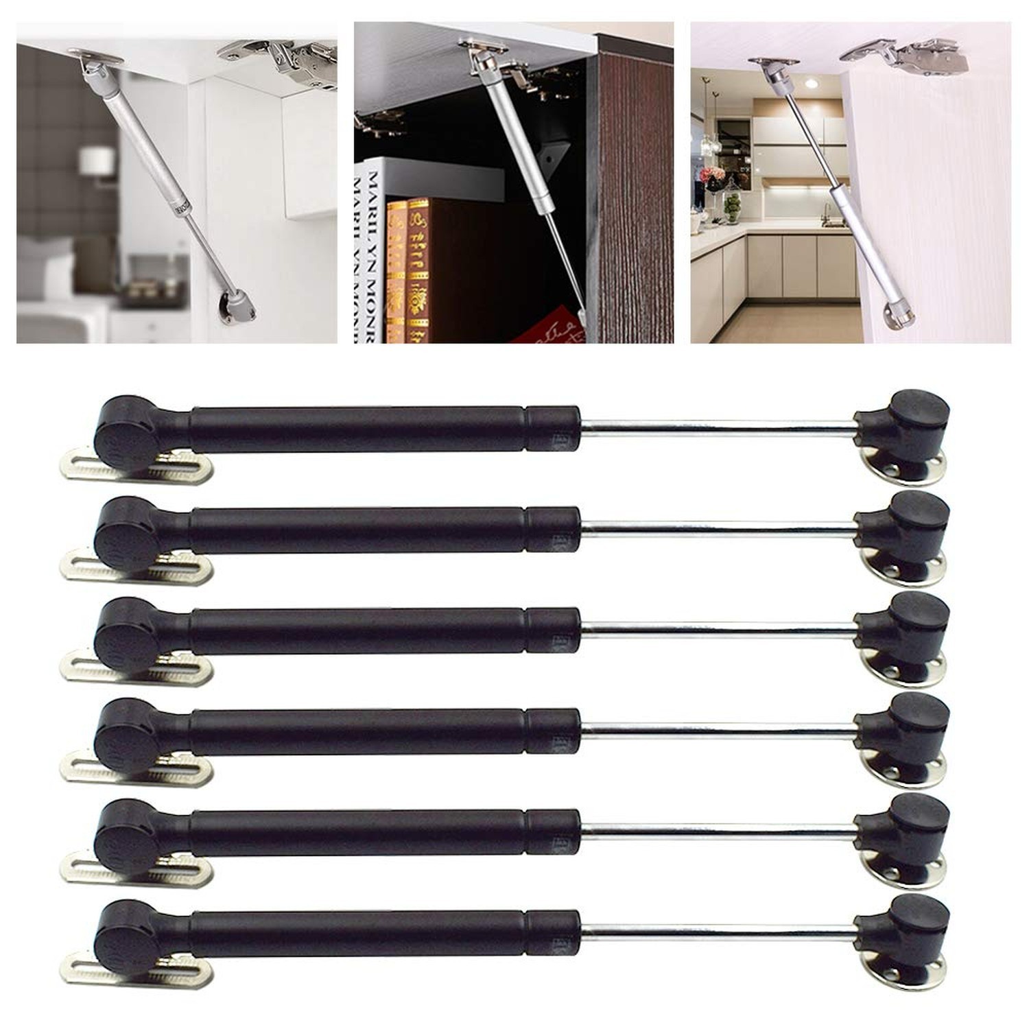 100N Hydraulic Gas Struts 6Pcs, 22.5Lbs Soft Close Lid Support for Cabinets &...