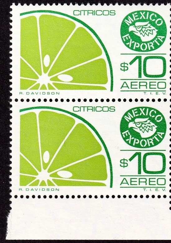 Mexico-Bloc of 2 MNH Stamps, 1981, Exporta, Limes-Citrus, Sc. C602-Lot 498