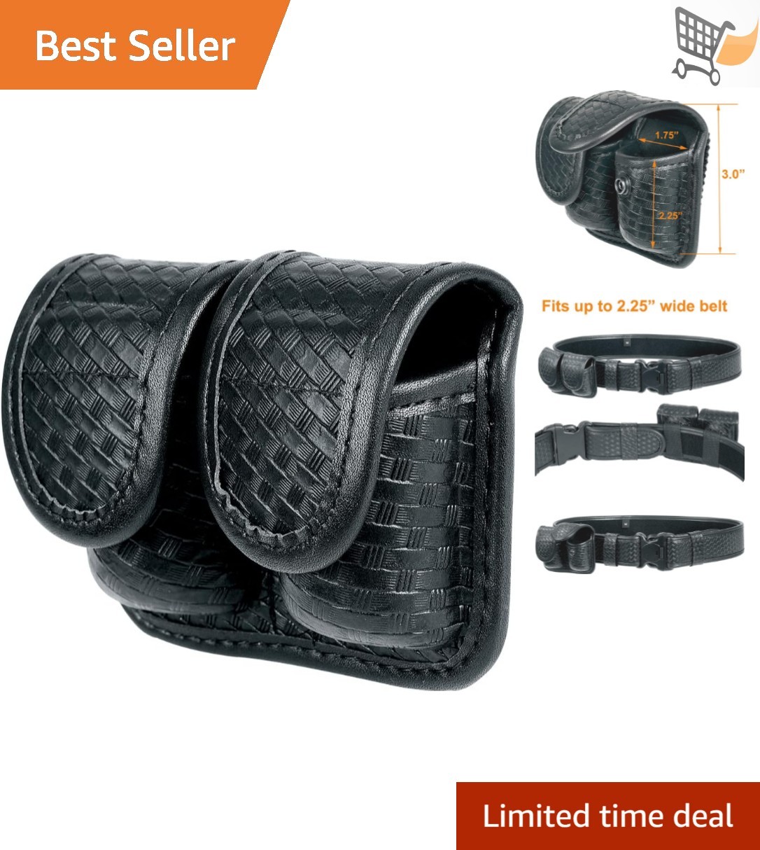Double Speed Loader Pouch Nylon Basketweave Holds Two .38/.357 Loaders